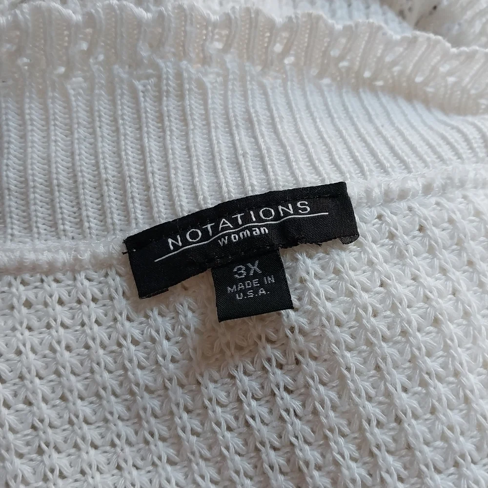 Vintage Notations Womens Size 3X Crochet Knit White Crop Open Cottage Cardigan - Picture 8 of 11